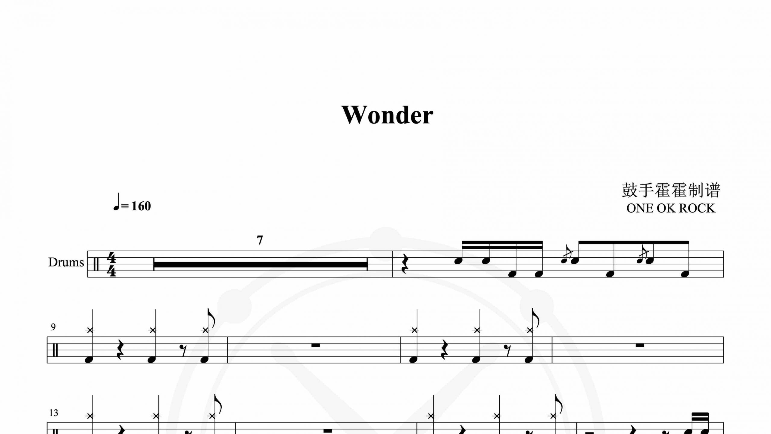 ONE OK ROCK – Wonder-鼓谱