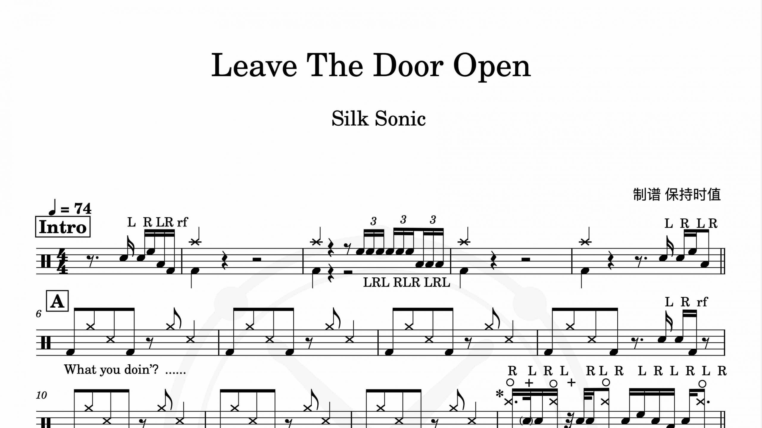 Silk Sonic—Leave The Door Open—鼓谱