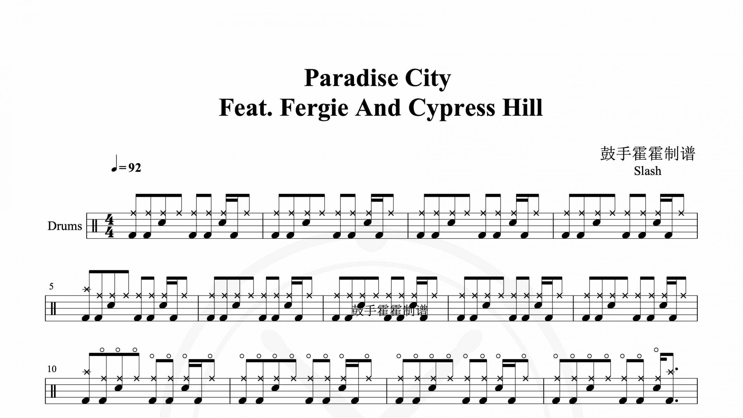 Slash – Paradise City – Feat. Fergie And Cypress Hill -鼓谱