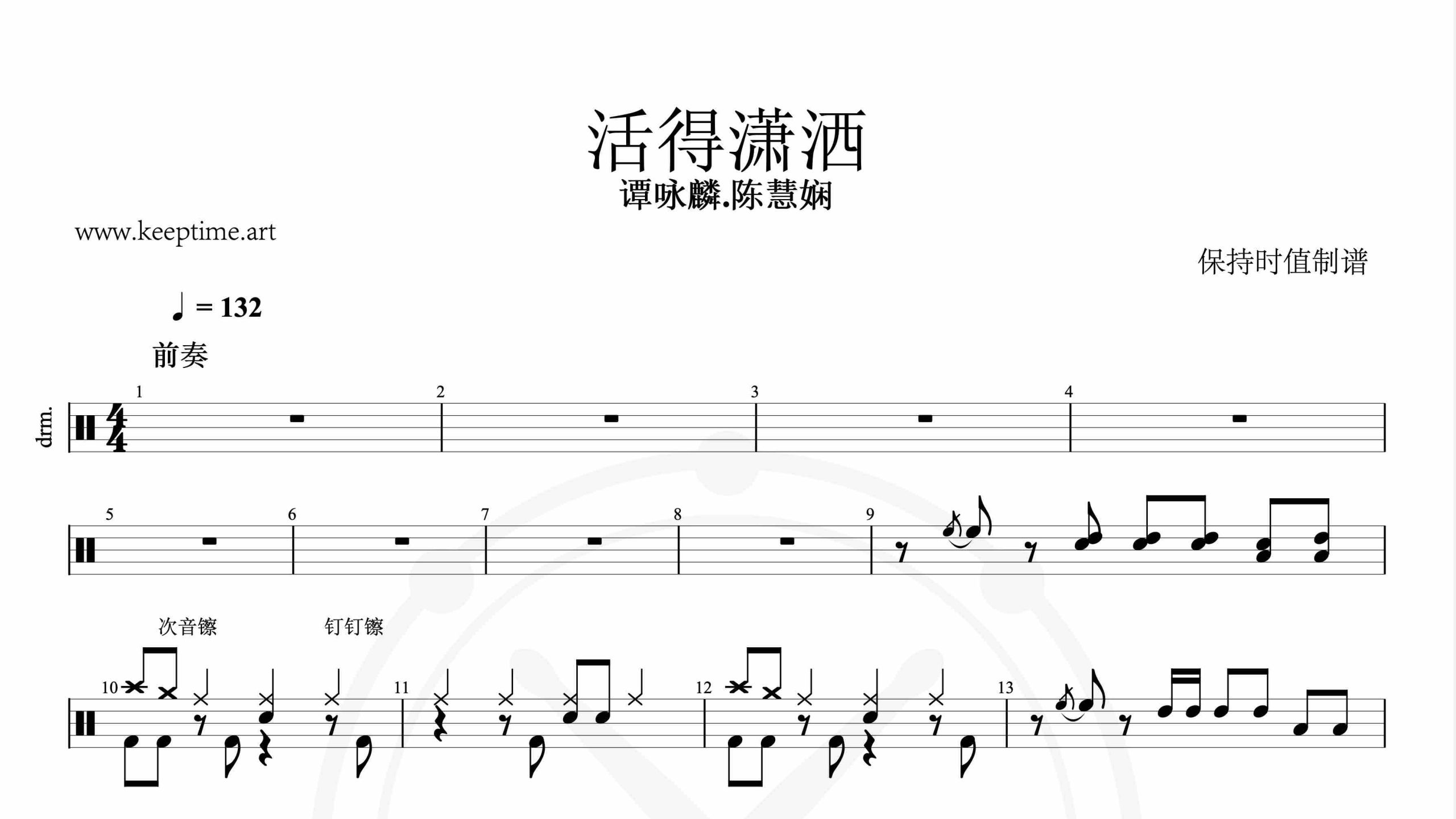 谭咏麟-活得潇洒-鼓谱