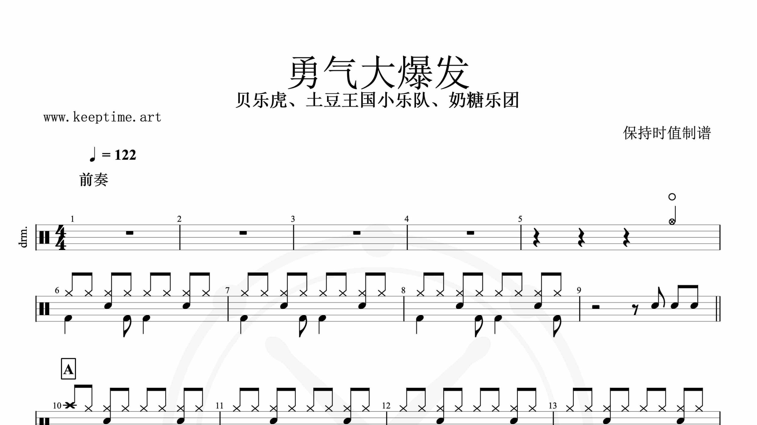 贝乐虎、土豆王国小乐队、奶糖乐团-勇气大爆发-鼓谱