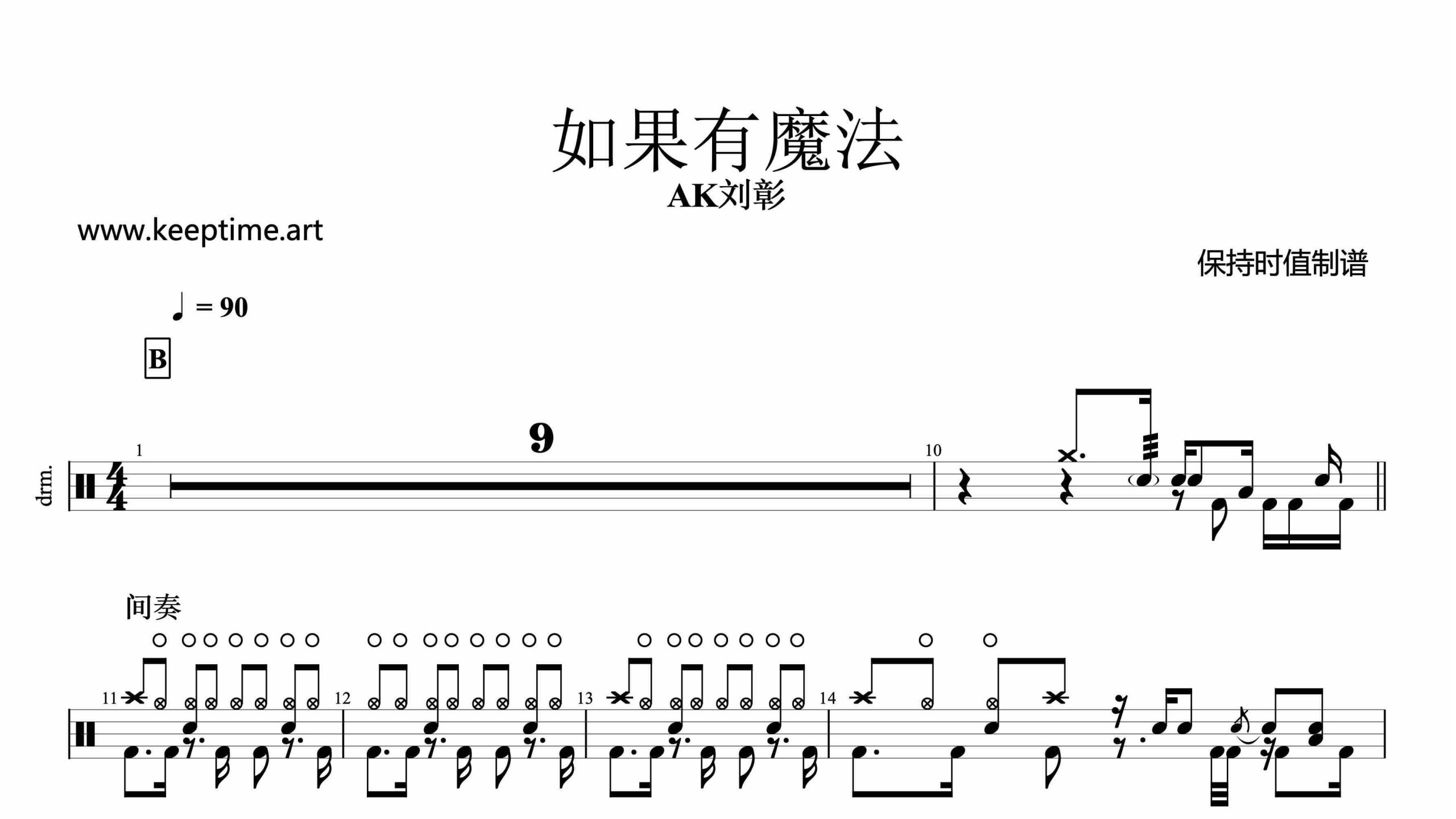 AK刘彰-如果有魔法-鼓谱
